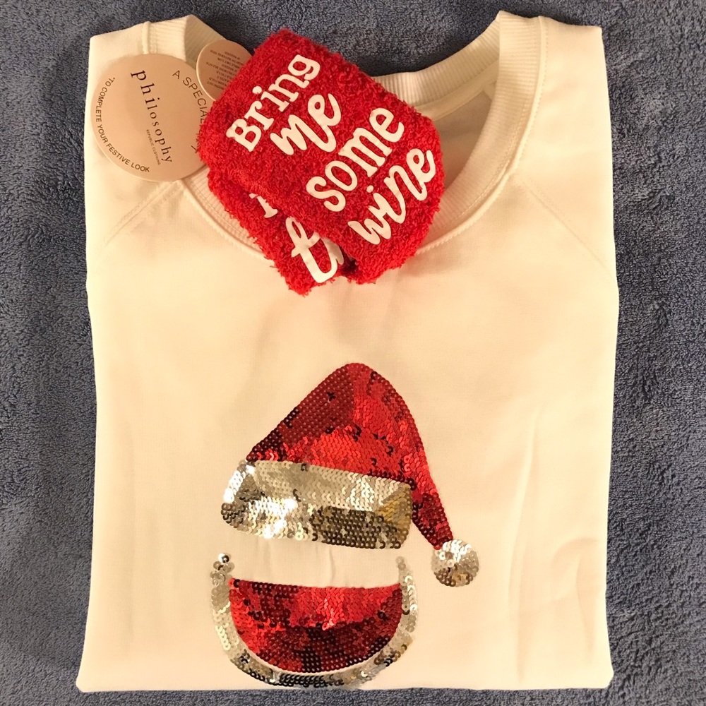 Philosophy Sweatshirt and Sock Gift Set Ivory/Red - Picture 11 of 16